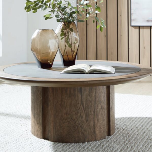 Dontayne -Round Cocktail Table -Warm Brown