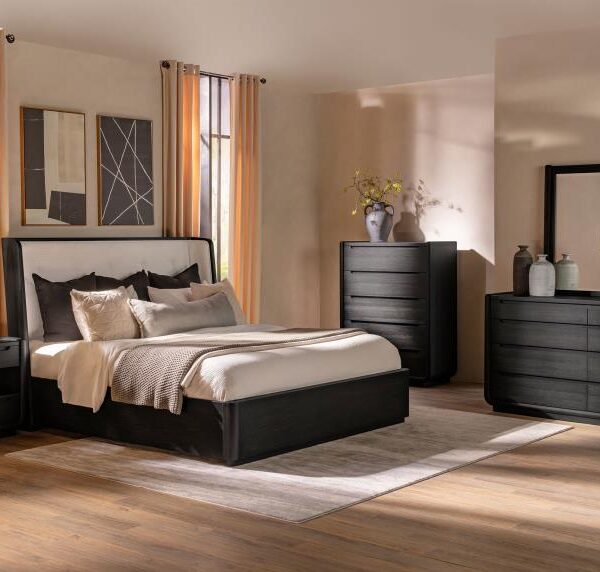 COASTER LEANDRO 5-PIECE QUEEN BEDROOM SET BURNISHED BLACK