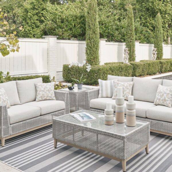 Seton creek- 4Pc - Lounge Set - Gray  Square End Table General Dimensions: Metric