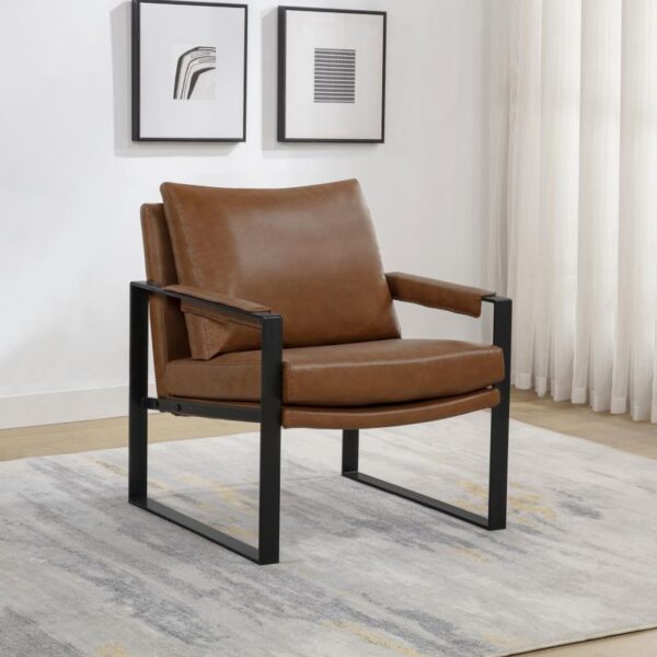 ROSALIND UPHOLSTERED TRACK ARM ACCENT CHAIR BROWN