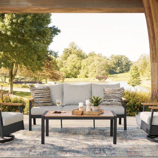 Carmel Highlands - Sofa, Chairs , Table Set (Set of 4Pc)- Dark Brown General Dimensions: Metric