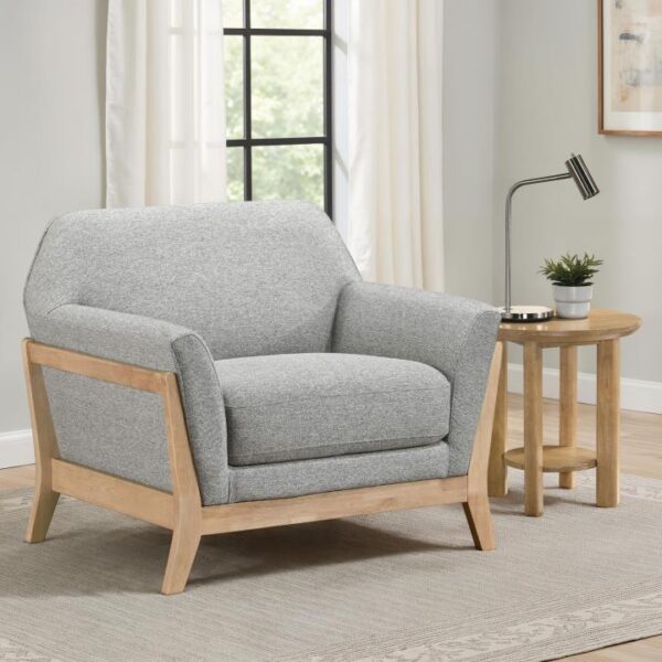 VAUGHN FABRIC UPHOLSTERED FLARED ARM ACCENT CHAIR GREY