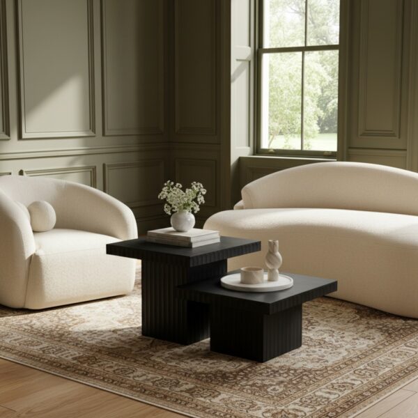Spencer Solid Wood And Oak Veneer 2 Piece Coffee Table
