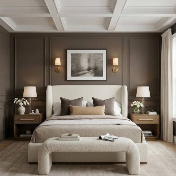 MERIDIAN Aurin Linen Textured Fabric Upholstered Bed