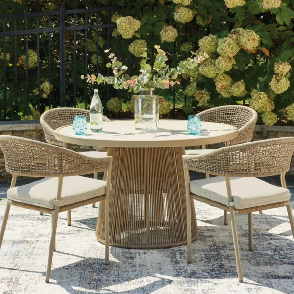 Orchard Beige Beach Outdoor Dining Table and 4 Chairs