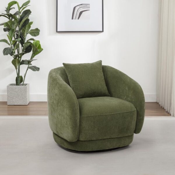 ARNAUD CHENILLE UPHOLSTERED SWIVEL ACCENT CHAIR GREEN