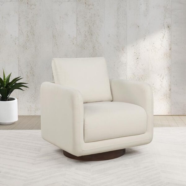 IRIS FABRIC UPHOLSTERED SWIVEL ACCENT CHAIR IVORY