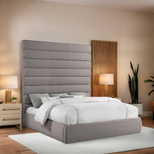 MERIDIAN Adam Linen Textured Fabric Upholstered Bed