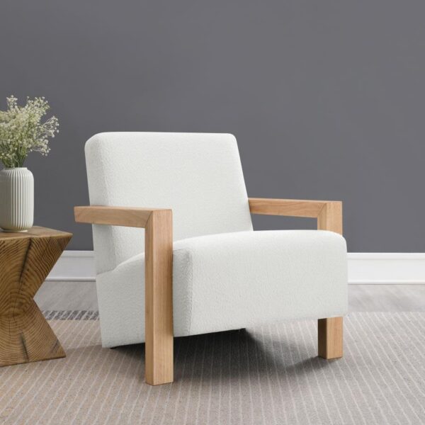 FITZROY BOUCLE UPHOLSTERED ACCENT ARM CHAIR IVORY