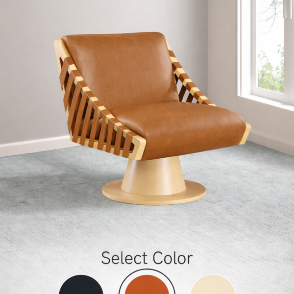 Millwin Vegan Leather Upholstered Swivel Accent Chair