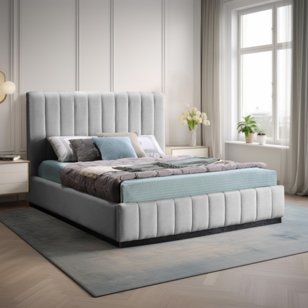 MERIDIAN Lucia Linen Textured Fabric Upholstered Bed