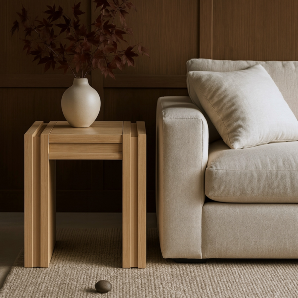 Stanton Oak Veneer And Solid Wood End / Side Table