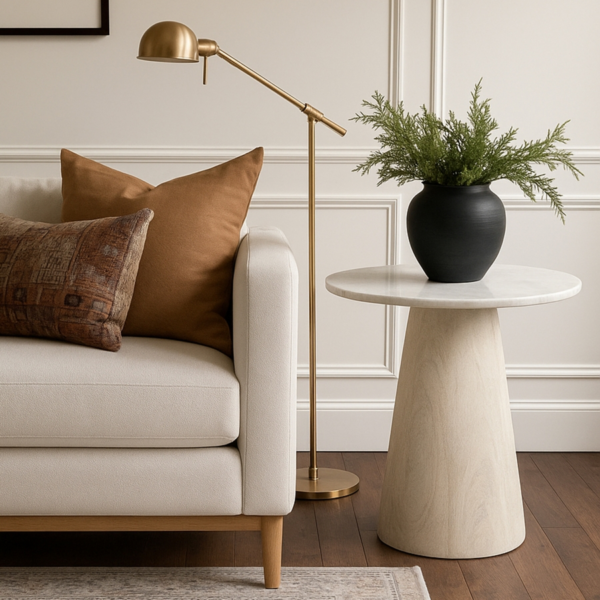 Liona Marble And Mango Wood End / Side Table
