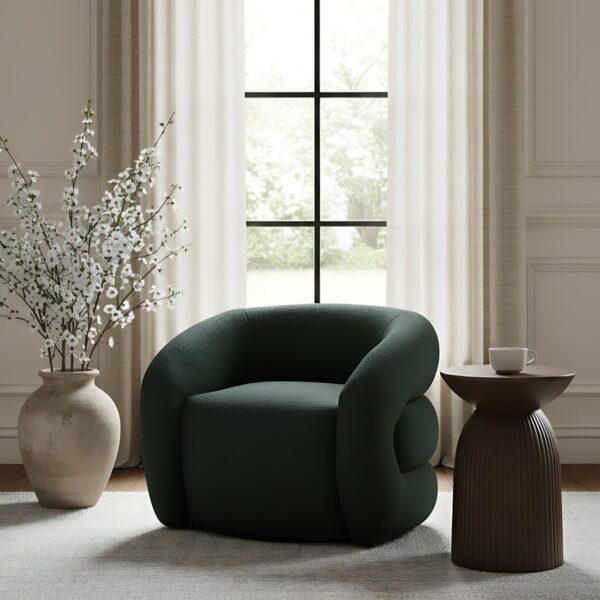 Roxbury Boucle Fabric Upholstered Swivel Accent Chair