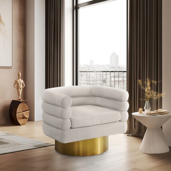 Tessa Boucle Fabric Upholstered Swivel Accent Chair