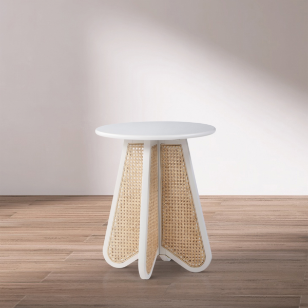 Butterfly Natural Cane And Oak Veneer End / Side Table